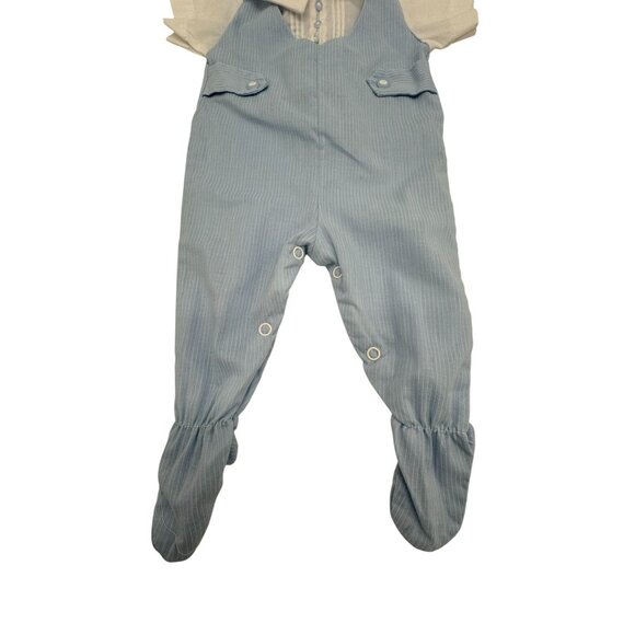 Vintage Alexis Infant Blue Pinstripe Overalls With White Shirt & Peter Pan Colla - Picture 4 of 11
